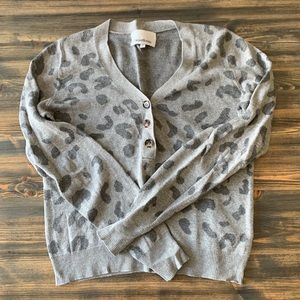 Heartloom Grey Leopard Pullover Sweater